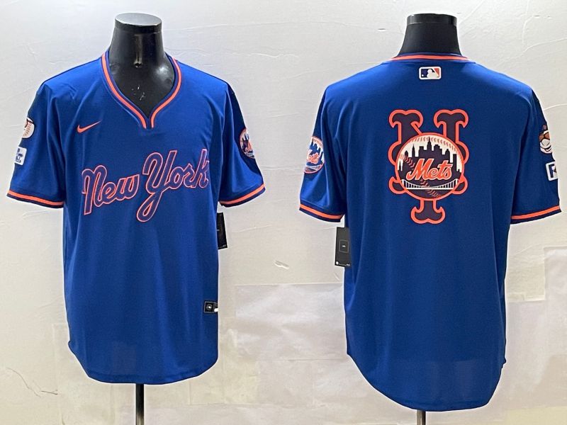 Men New York Mets Blank Blue Throwback Game 2025 Nike MLB Jersey style 5->new york mets->MLB Jersey